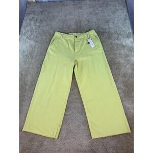 Amberfillerup The Drop Womens Jeans Size XL Green Denim Cropped Wide Leg D769